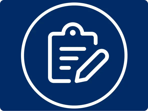 Clipboard with pen icon indicating that a form need to be completed by clicking the button