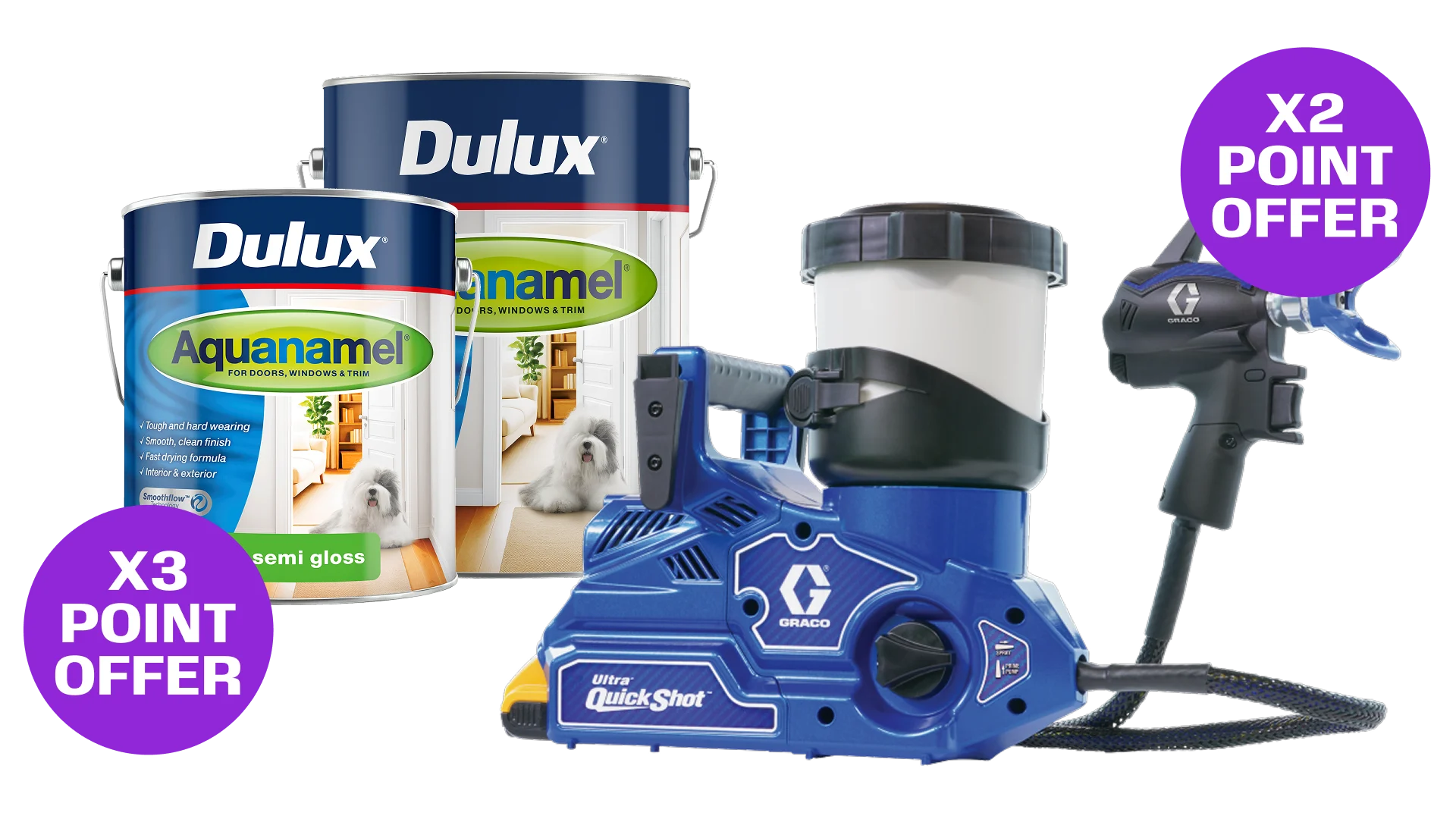 September Rewards Points offers which include 3 times points on Dulux Aquanamel and 2 times points on spayers
