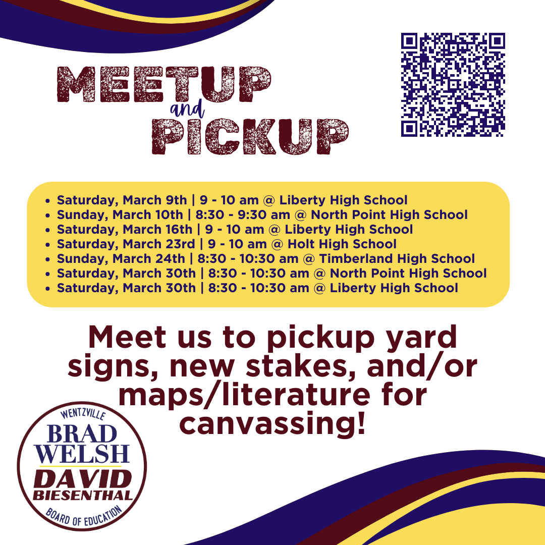 Meet us to pickup yard signs, new stakes, and/or maps/literature for canvassing!
