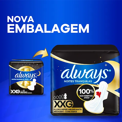Absorvente Always Noturno Hiperlongo Noites Tranquilas Com Abas Suave