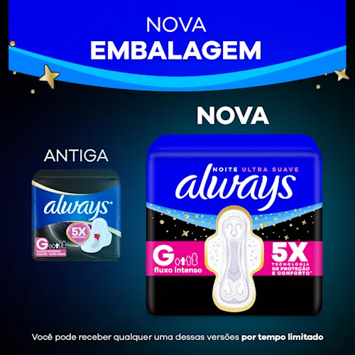 Always Noite Ultra Suave Absorvente com Abas Fluxo Intenso