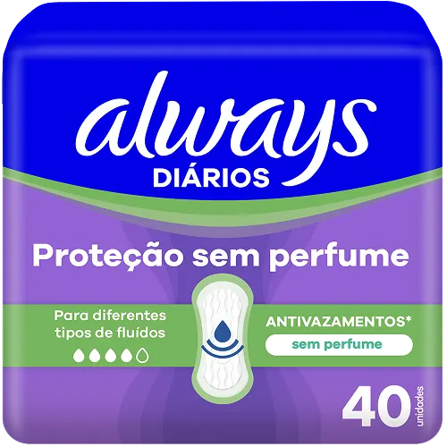 Always Diátrios Proteção Sem Perfume Protetor Diário 40 unidades