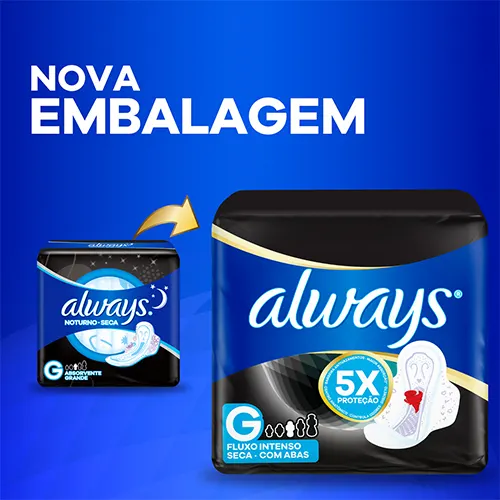 Absorvente Always Noturno Noites Tranquilas Com Abas Seca