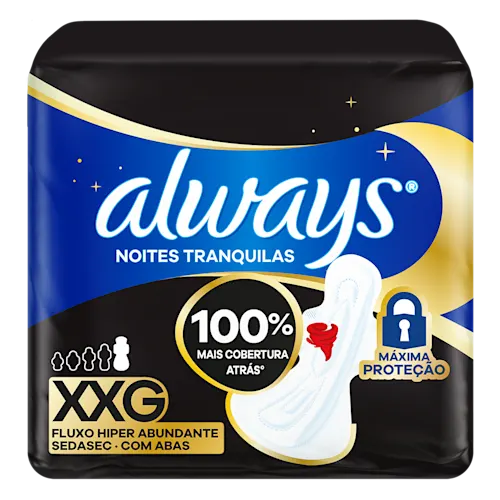 Always Noites Tranquilas Absorvente com Abas Seca Fluxo Hiper Abundante