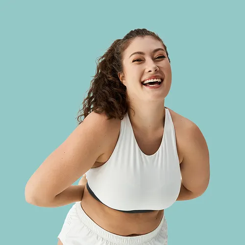 Woman with hands on her hips and message menstrual cycle