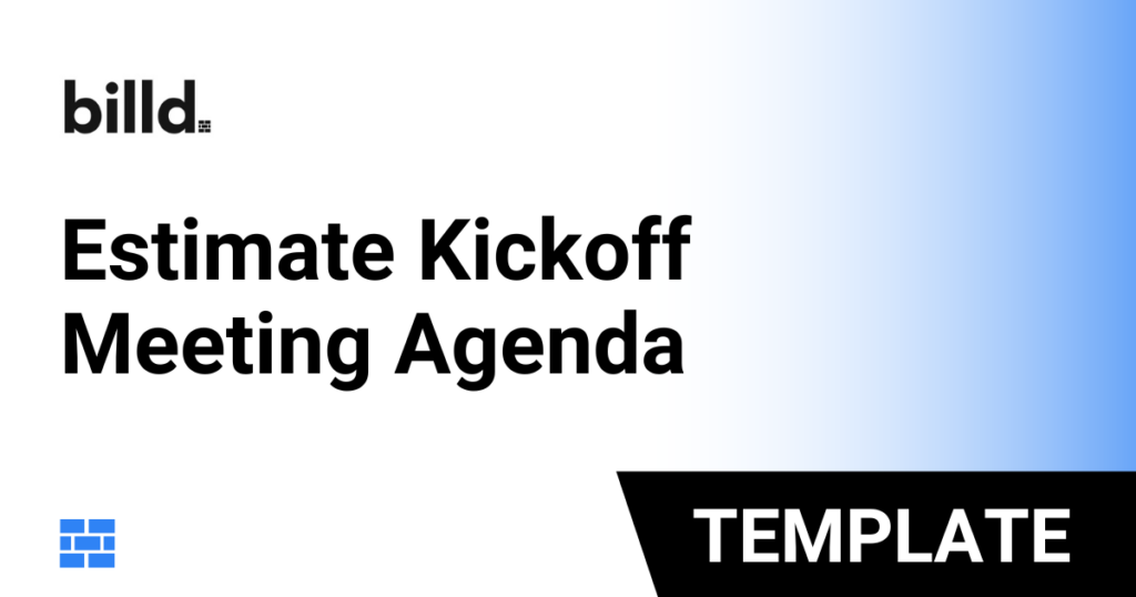 Estimate Kickoff Meeting Agenda