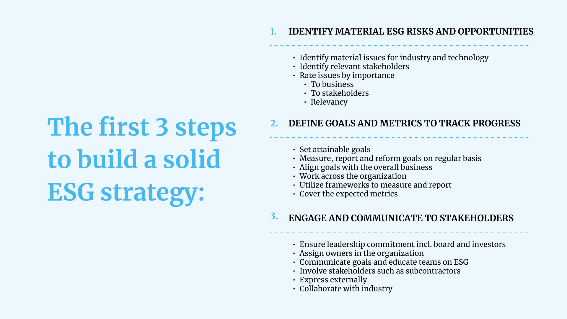 The first 3 steps to build a solid ESG strategy