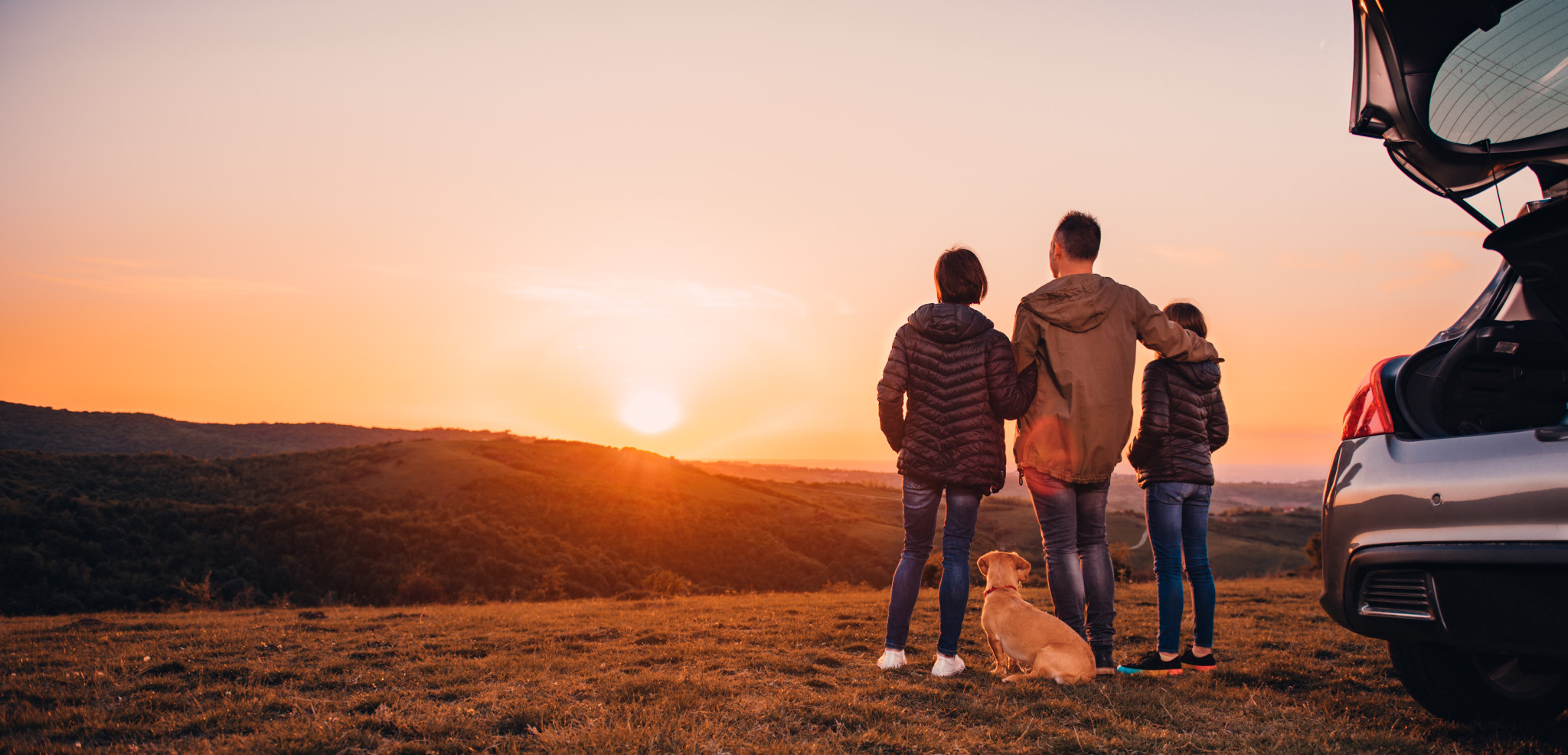 Family enjoying the sunset.