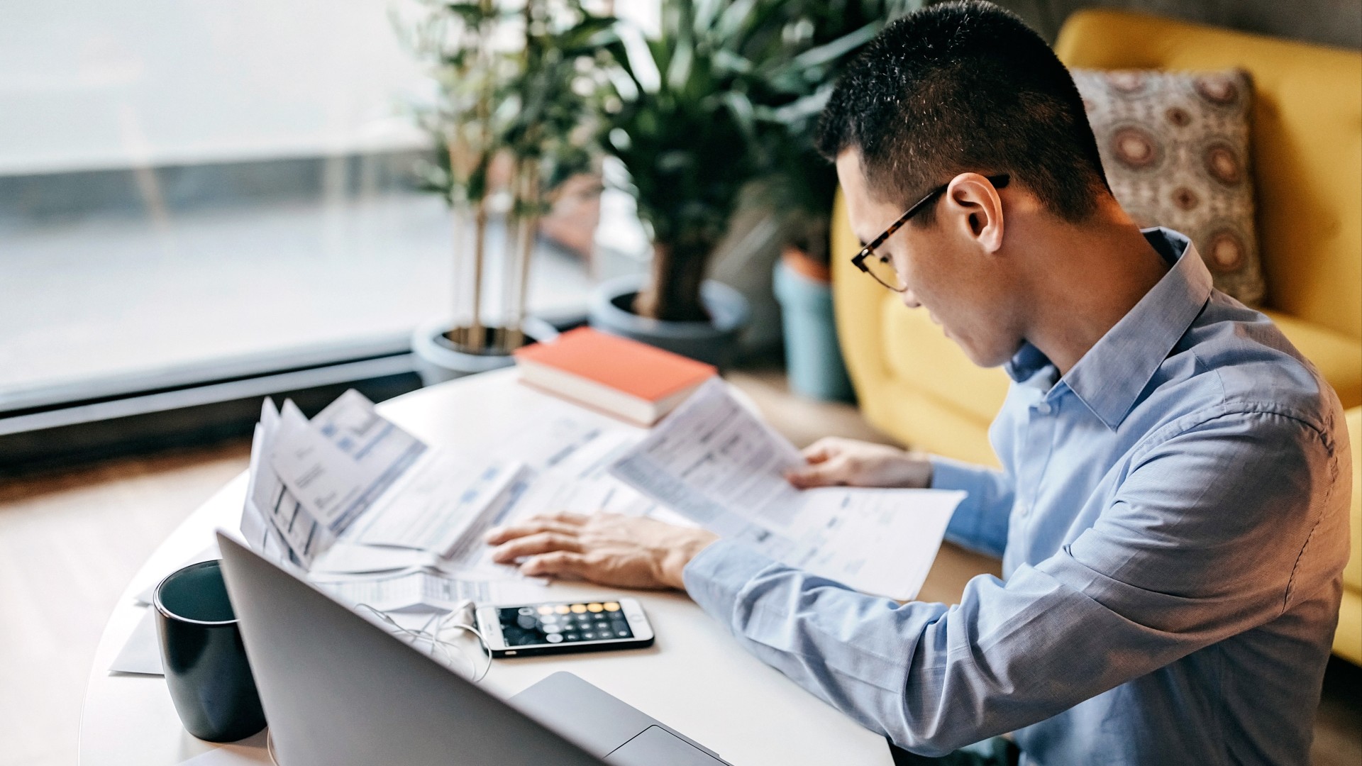 Man doing paperwork.