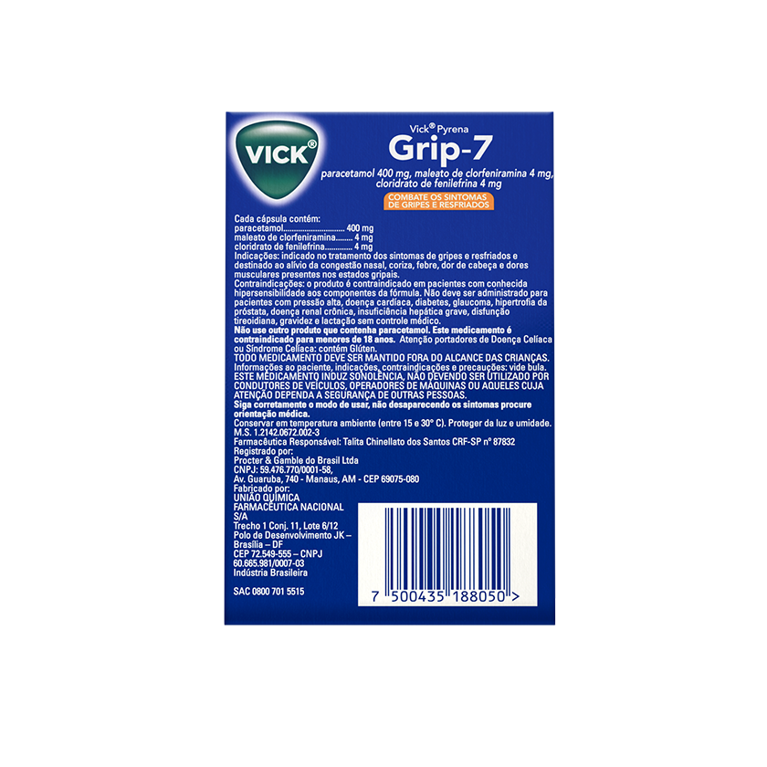 Kit Xarope Vick 44E 240ml + Vick Pyrena Grip 7 - 5 Cápsulas