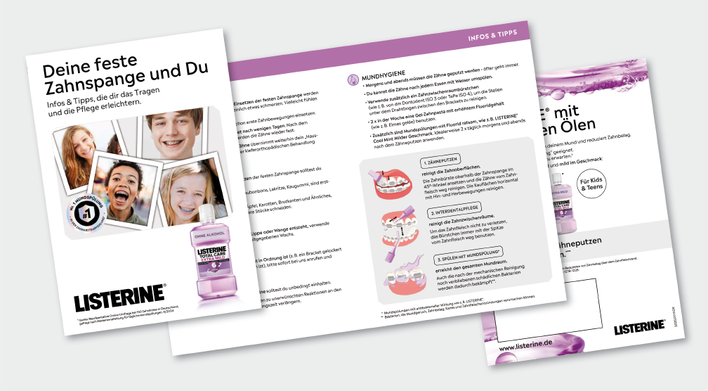 LISTERINE® Merkblatt Zahnspangen