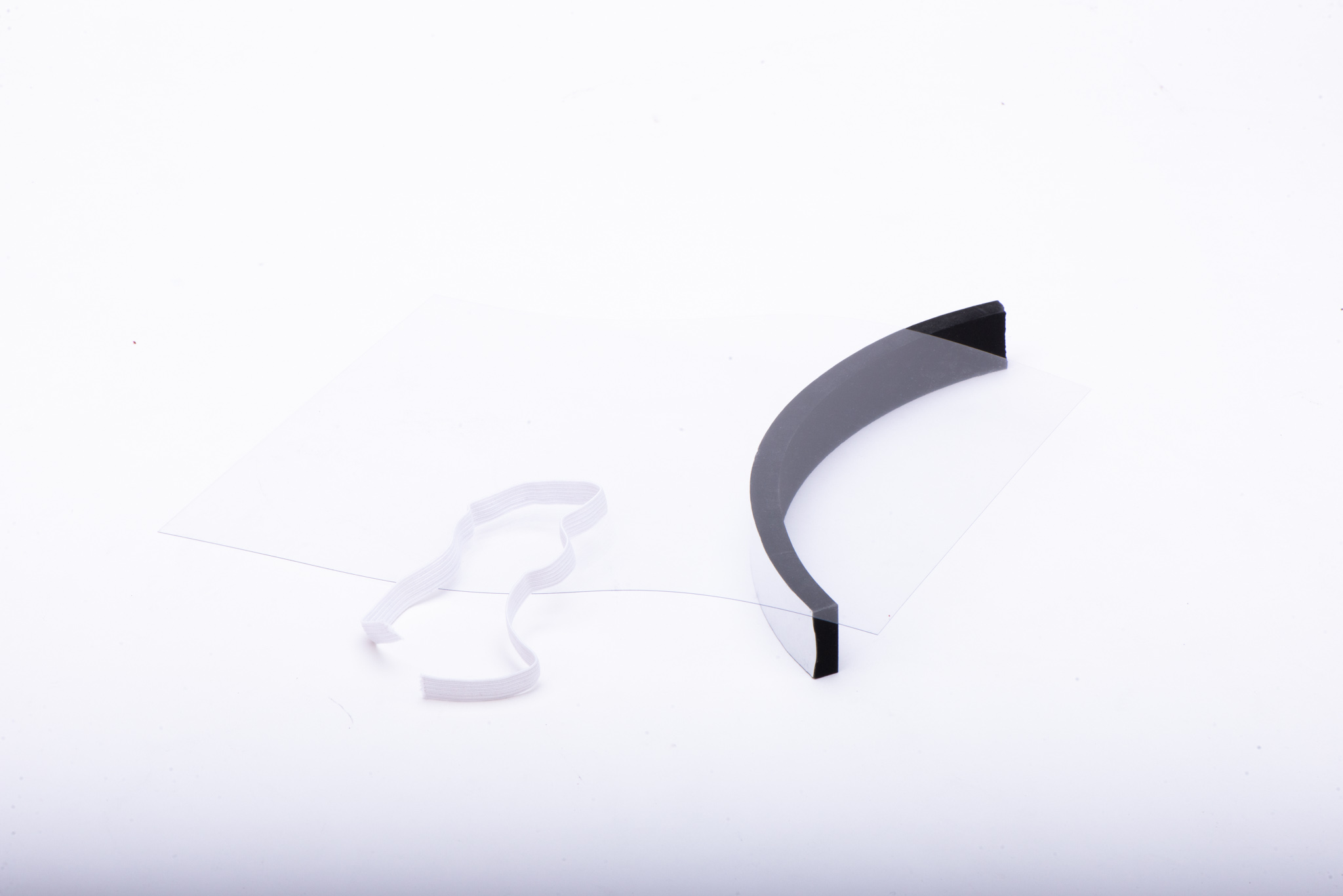 An elastic band, a foam strip and a transparent film