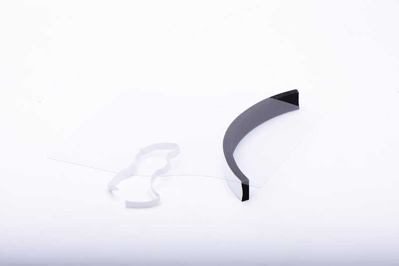 An elastic band, a foam strip and a transparent film