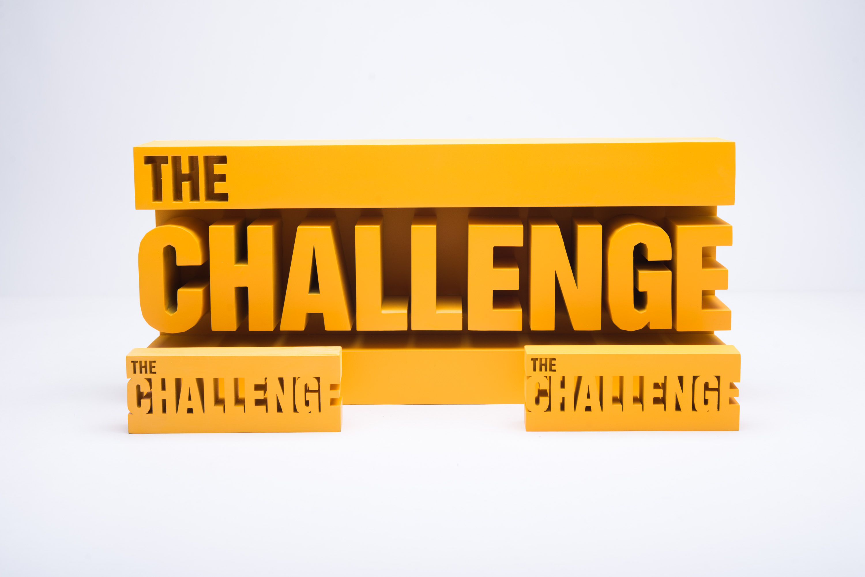 3D printed award with letters front view