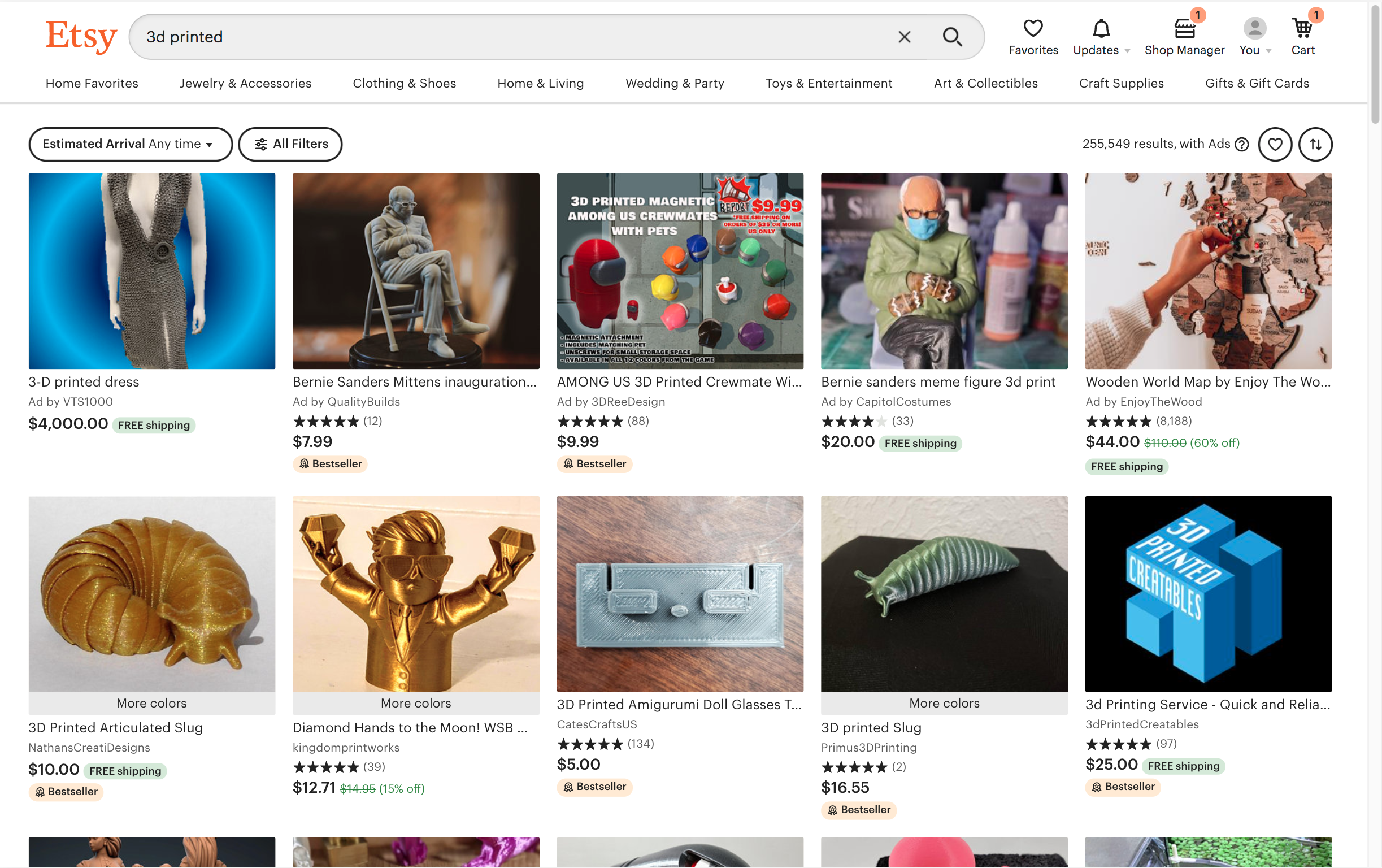 Screenshot of an etsy listing