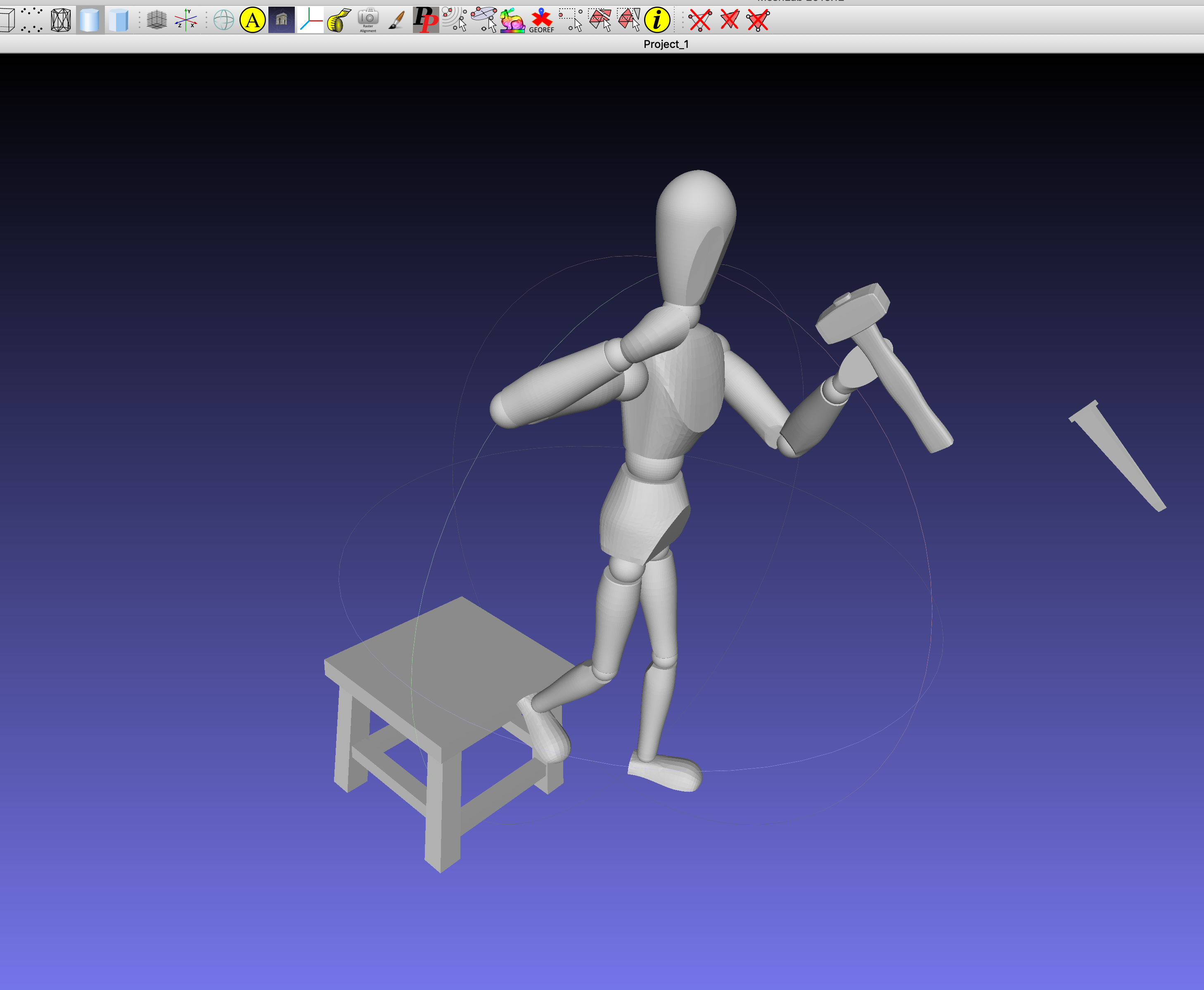 CAD File of a human holding a hammer
