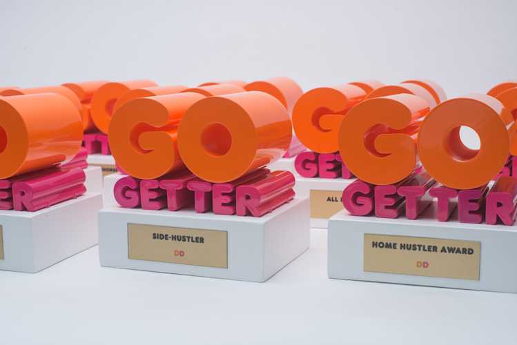 A custom award with the words "Go Getter" on top