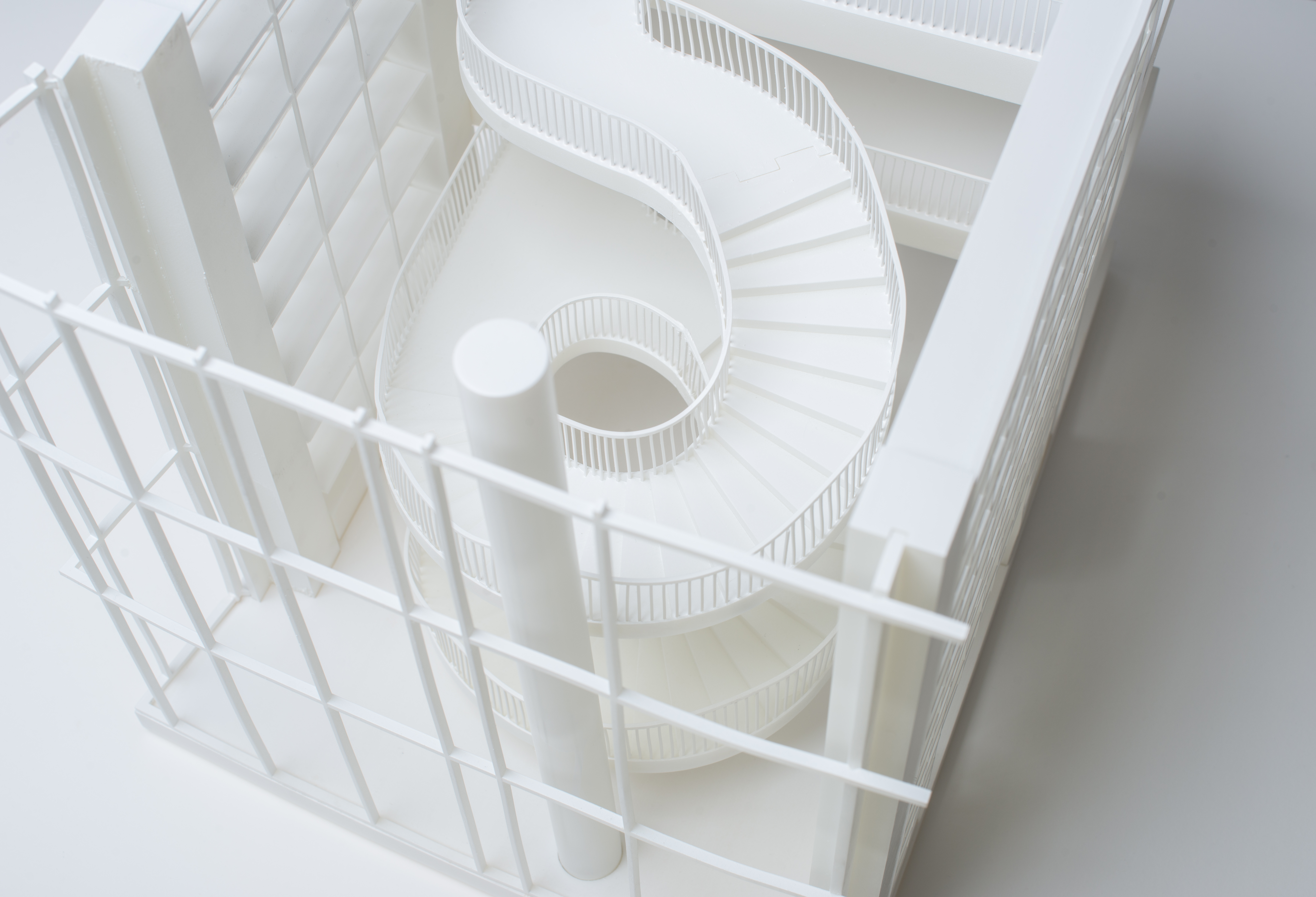 3D printed architectural model top view of stairs