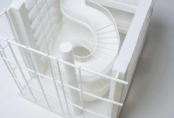 3D printed architectural model top view of stairs