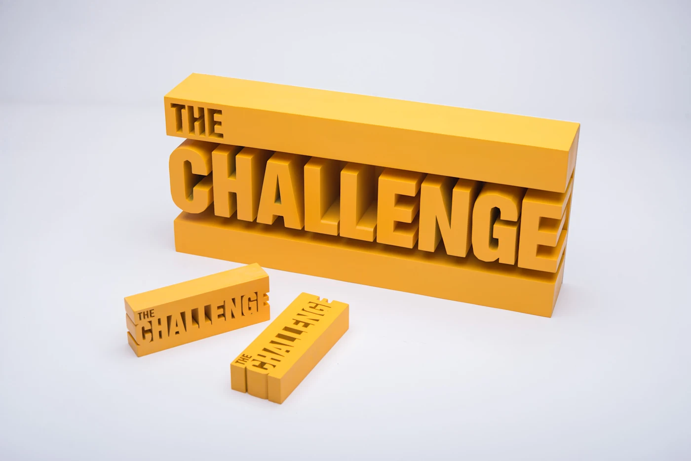 Dimensional yellow letters showing a custom 3D lettering project