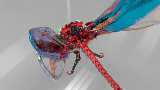 3D model and rendering of a dragonfly 