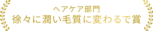 ヘアケア部門 徐々に潤い毛質に変わるで賞