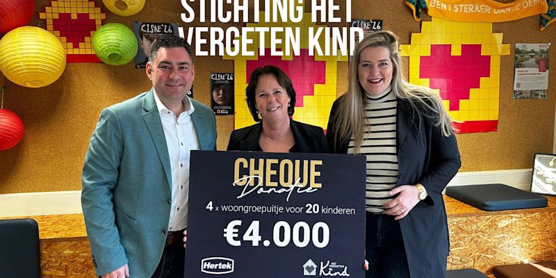 Hertek doneert €4.000 aan Het Vergeten Kind Hertek doneert €4.000 aan Het Vergeten Kind