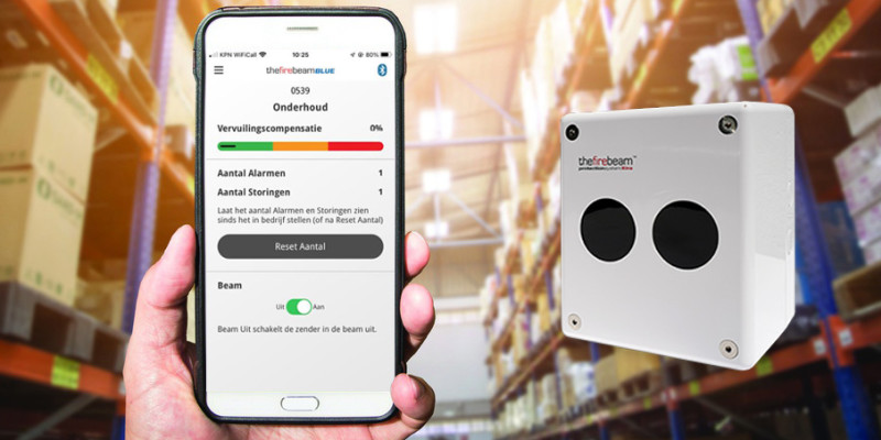 Lineaire beam detector bedienbaar via smartphone Lineaire beam detector bedienbaar via smartphone