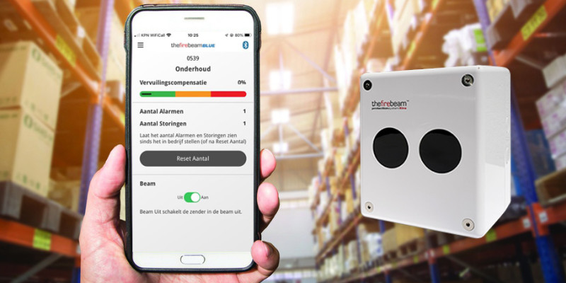 Lineaire beam detector bedienbaar via smartphone