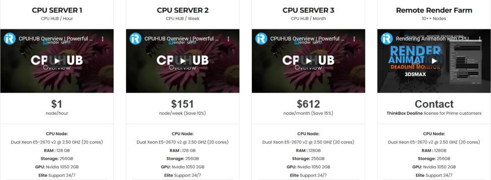 iRender price - CPU