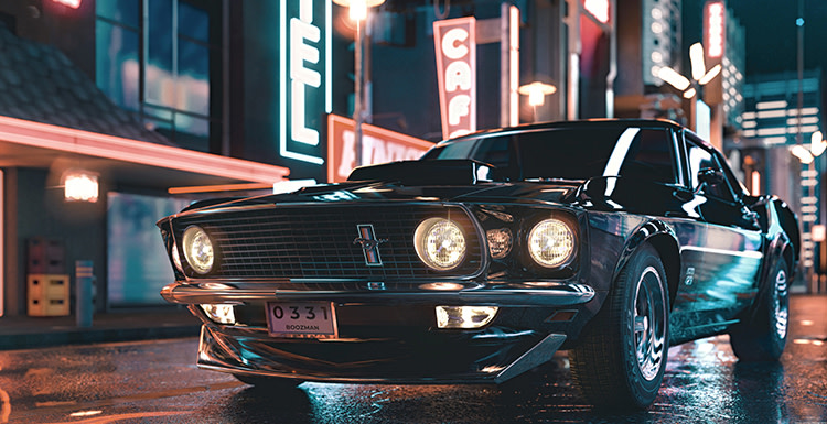 Making an Eye-catching Vintage Mustang Look Strong and Smart in 3ds Max -  Fox Render Farm