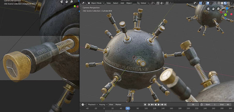 Making Machinery Style Coronavirus in Blender
