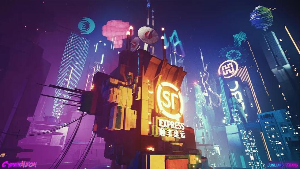 CyberNeon, a Cyberpunk Chinese City Created in Unreal Engine 4