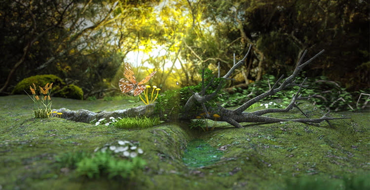 Octane For C4D Making Forest Scene Model Light Rendering Tutorial