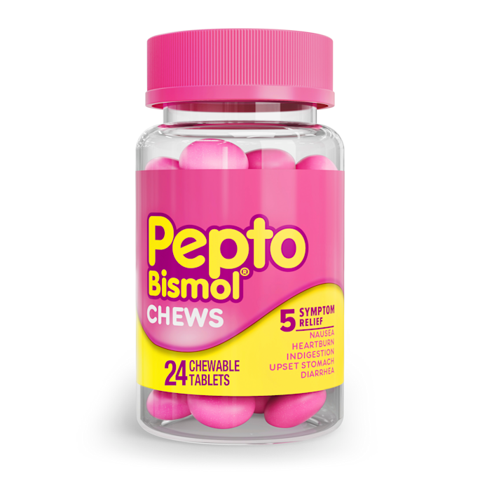 Fast & Effective Relief from Upset Stomach with Chews Pepto Bismol