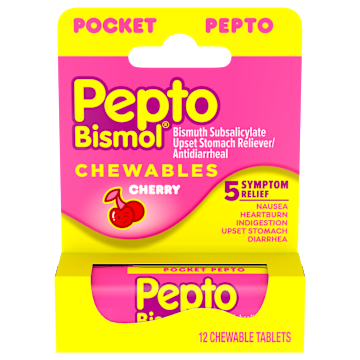 PEPTO BISMOL TO-GO CHERRY CHEWABLE TABLETS 12 count