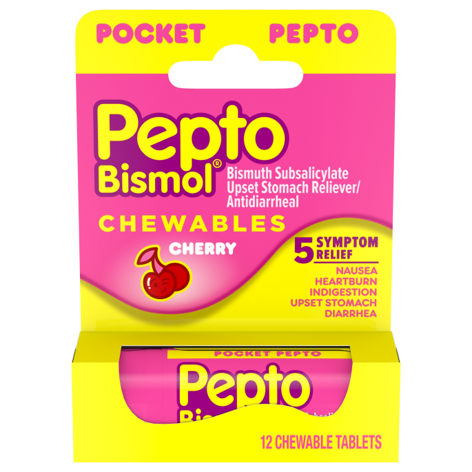 PEPTO BISMOL TO-GO CHERRY CHEWABLE TABLETS 12 count