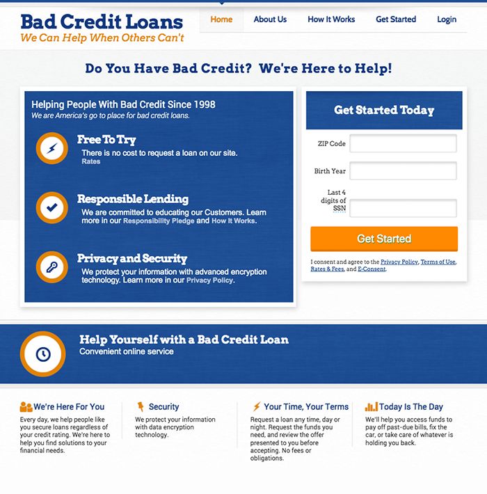 BadCreditLoans.com screenshot