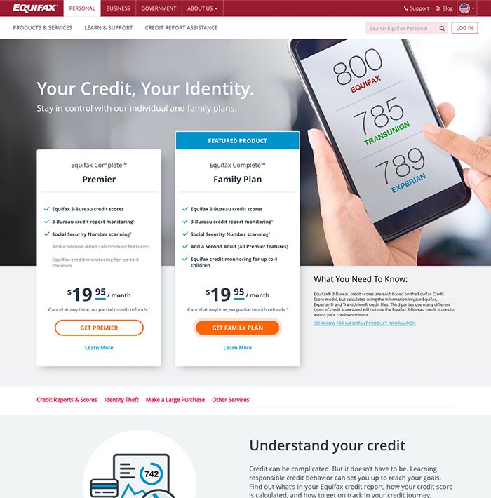 Equifax screenshot