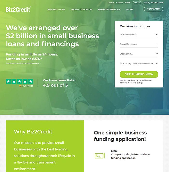 Biz2Credit screenshot