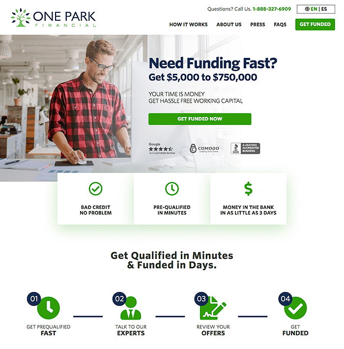One Park Financial screenshot