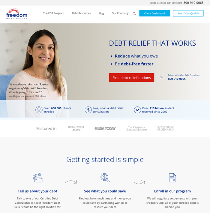 Freedom Debt Relief screenshot