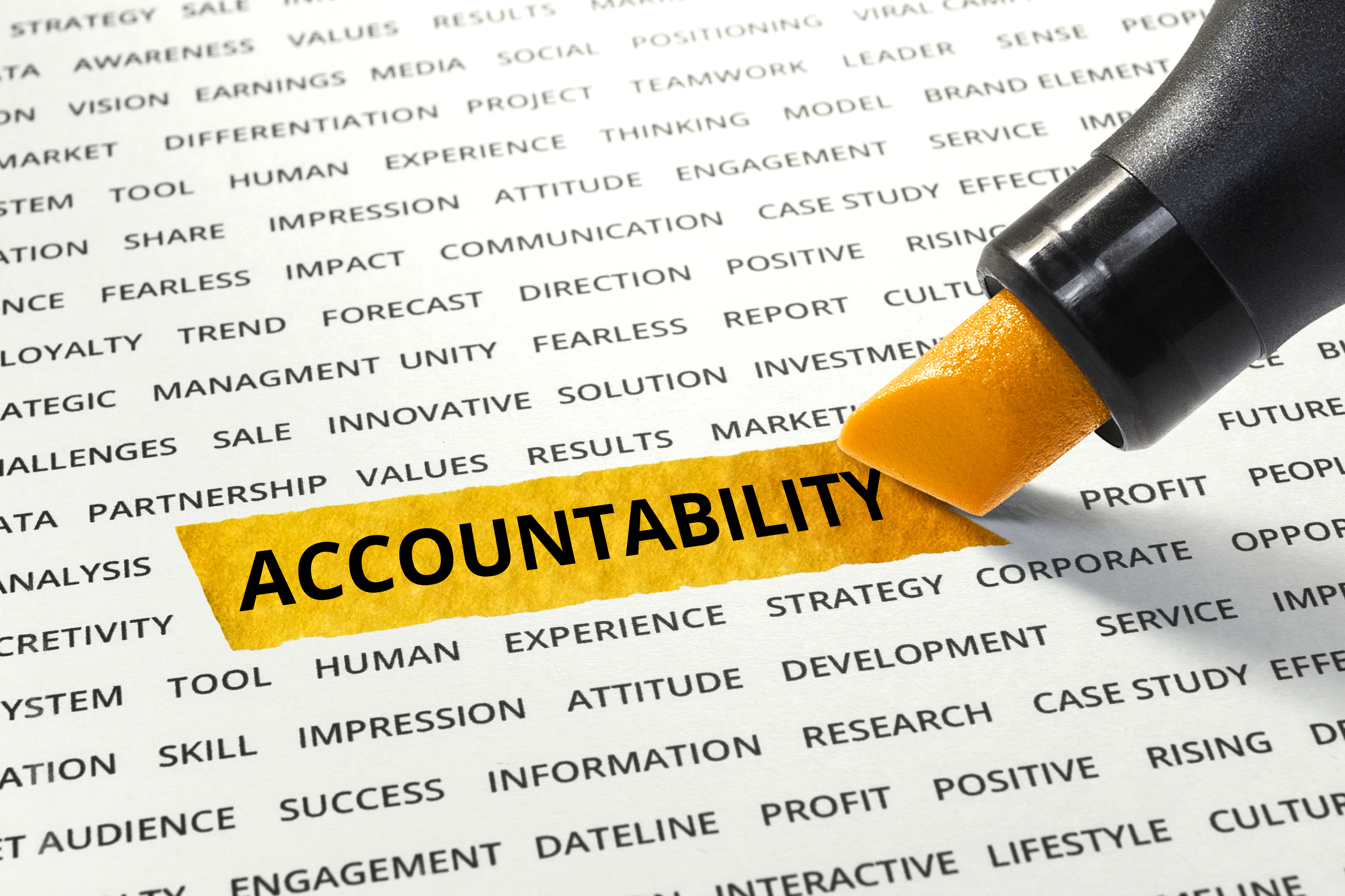 word-accountability-highlighted-marker-on-paper