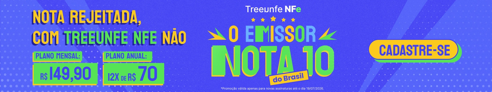 Banner Nota rejeitada, com o Treeunfe NFe não