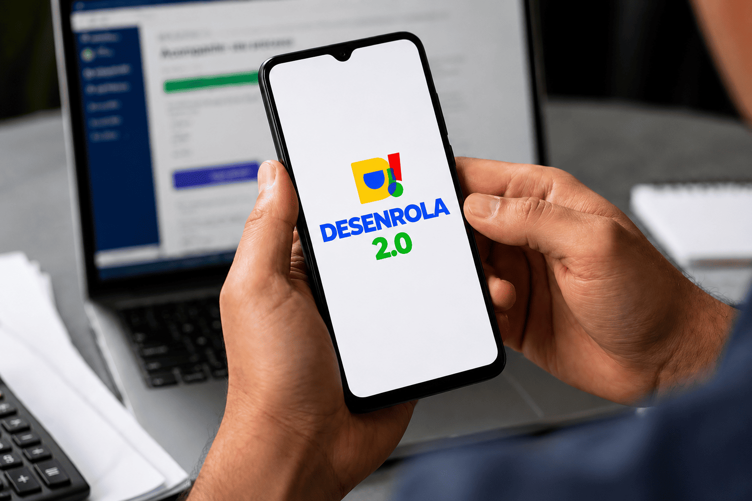 Empreendedor abre o aplicativo do programa Desenrola Brasil