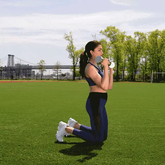 It’s Not Fitness. It’s Life. Hips + vertical push: Kneeling hip extension to overhead press