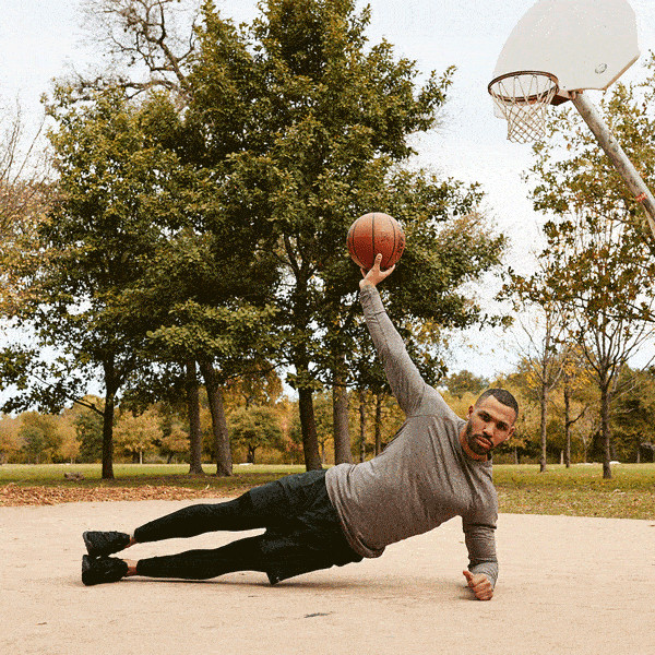 starfish side plank with basketball