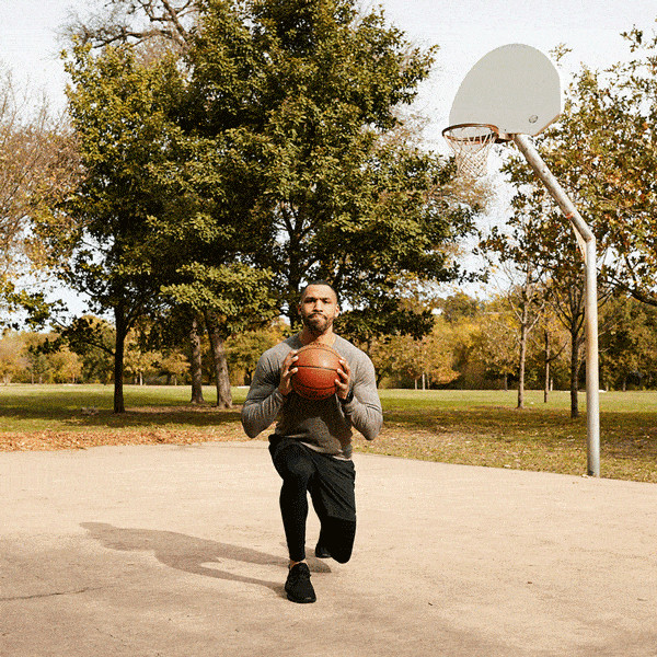 alternating jump lunge with basketball