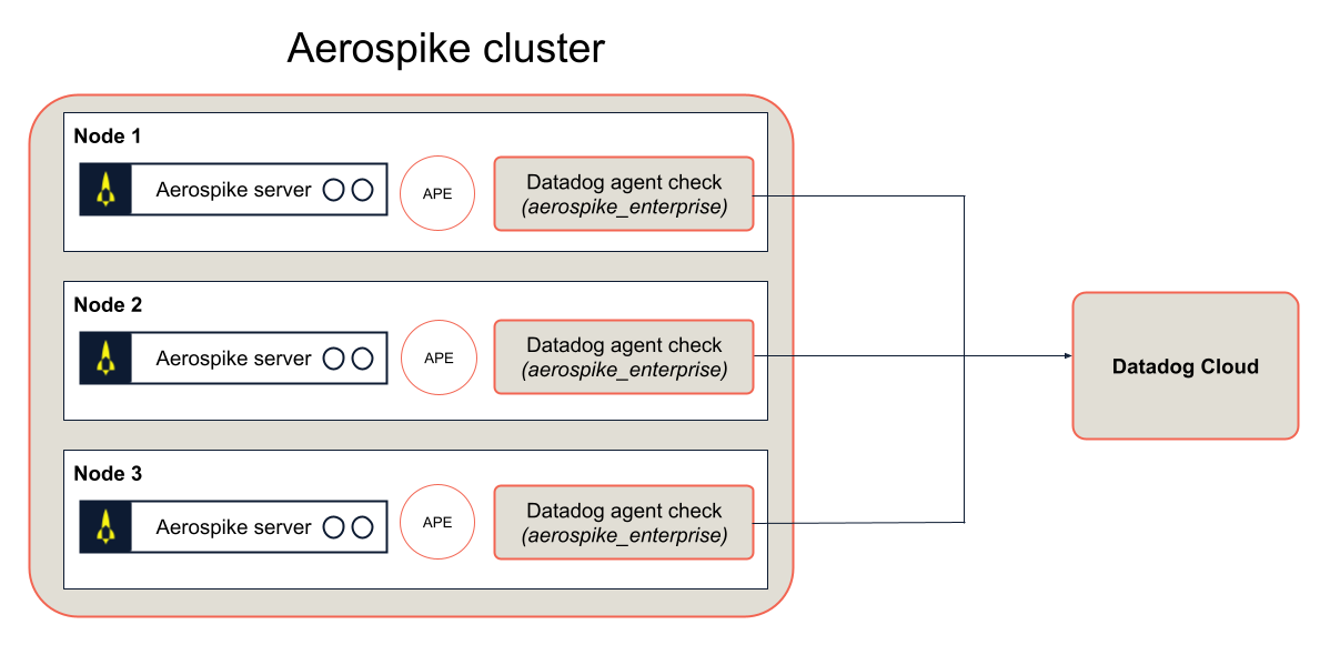 Datadog agent with its Aerospike Enterprise check, installed on each node