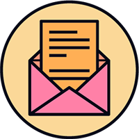 An open envelope with a letter coming out of it.